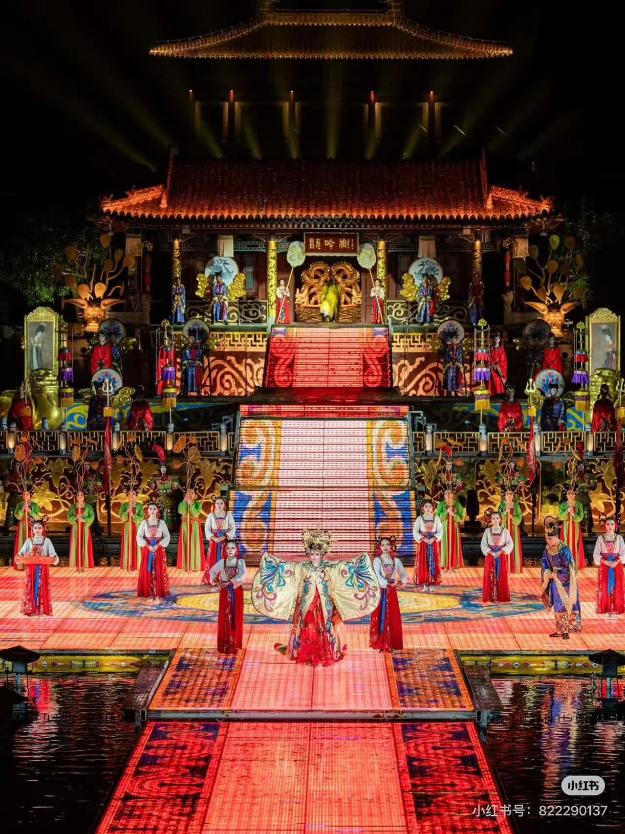 Xi'an City Wall at dusk with the moat reflecting the last light